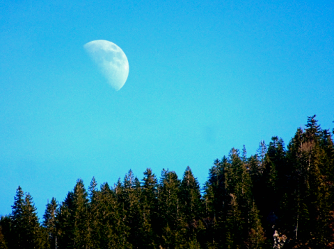 Mond über Bayrischzell am Nachmittag